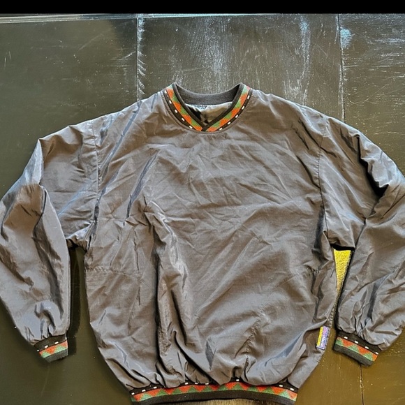 Vintage Terry Martin Medium Oversized Wide Windbreaker Tribal Print Black Red - Picture 9 of 9